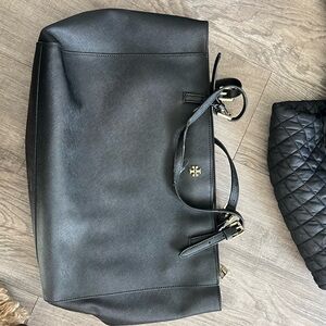 Tory Burch black leather work bag (fits 16” laptop)